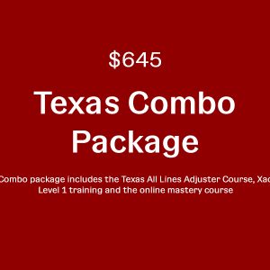 A red and white graphic with the words texas combo package $ 6 4 5.